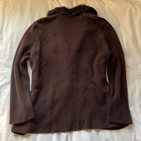 Brown Leather and Rabbit Fur Light Jacket - Picture 6 of 6